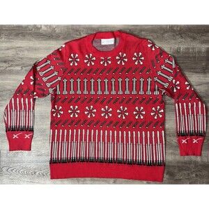 SpaceX Ugly Red Christmas Sweater Size 2XL XXL Space X Geometric Rocket Design